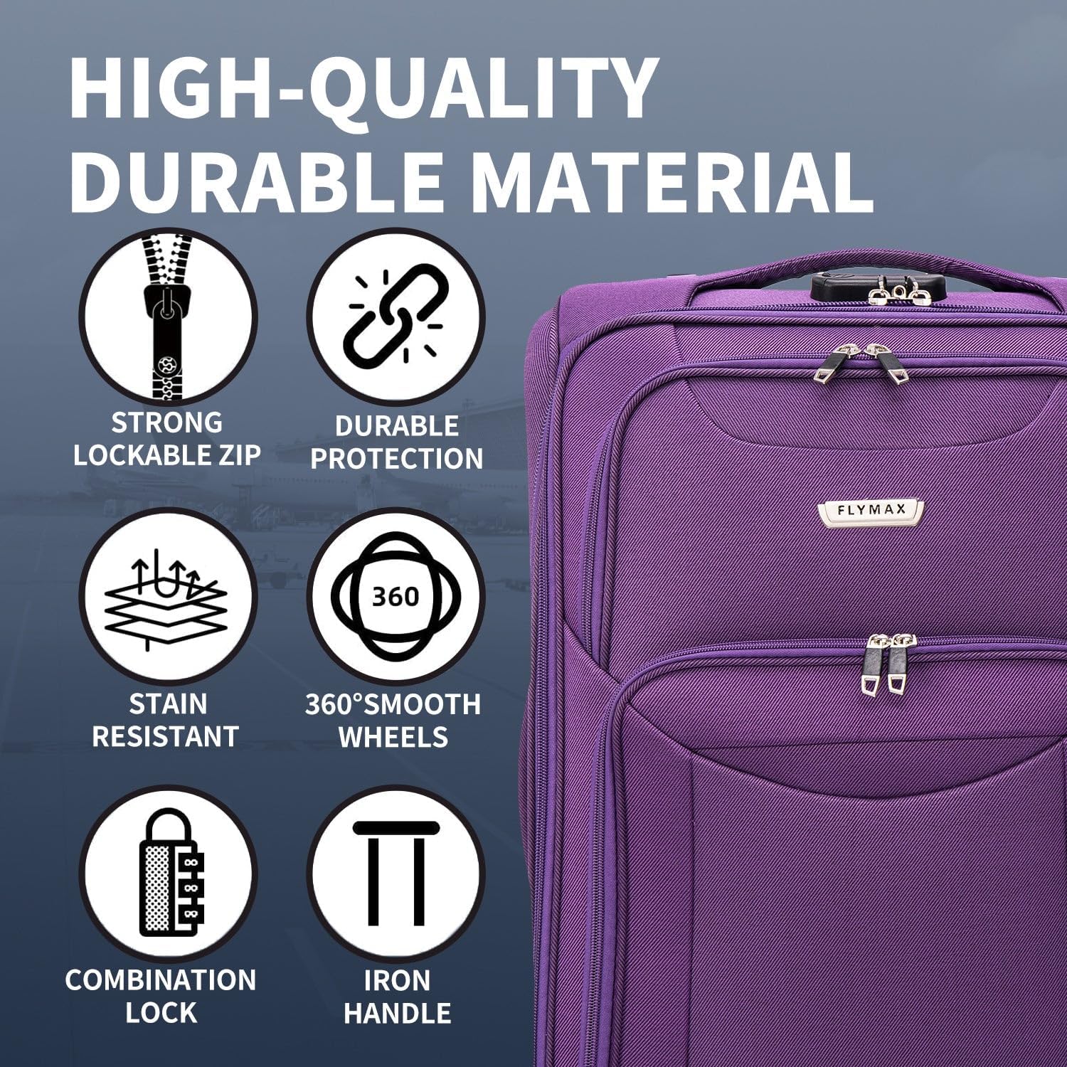 Flymax Barcelona Breeze 4-Wheel Cabin Suitcases - Lightweight 20" Luggage - Image 3