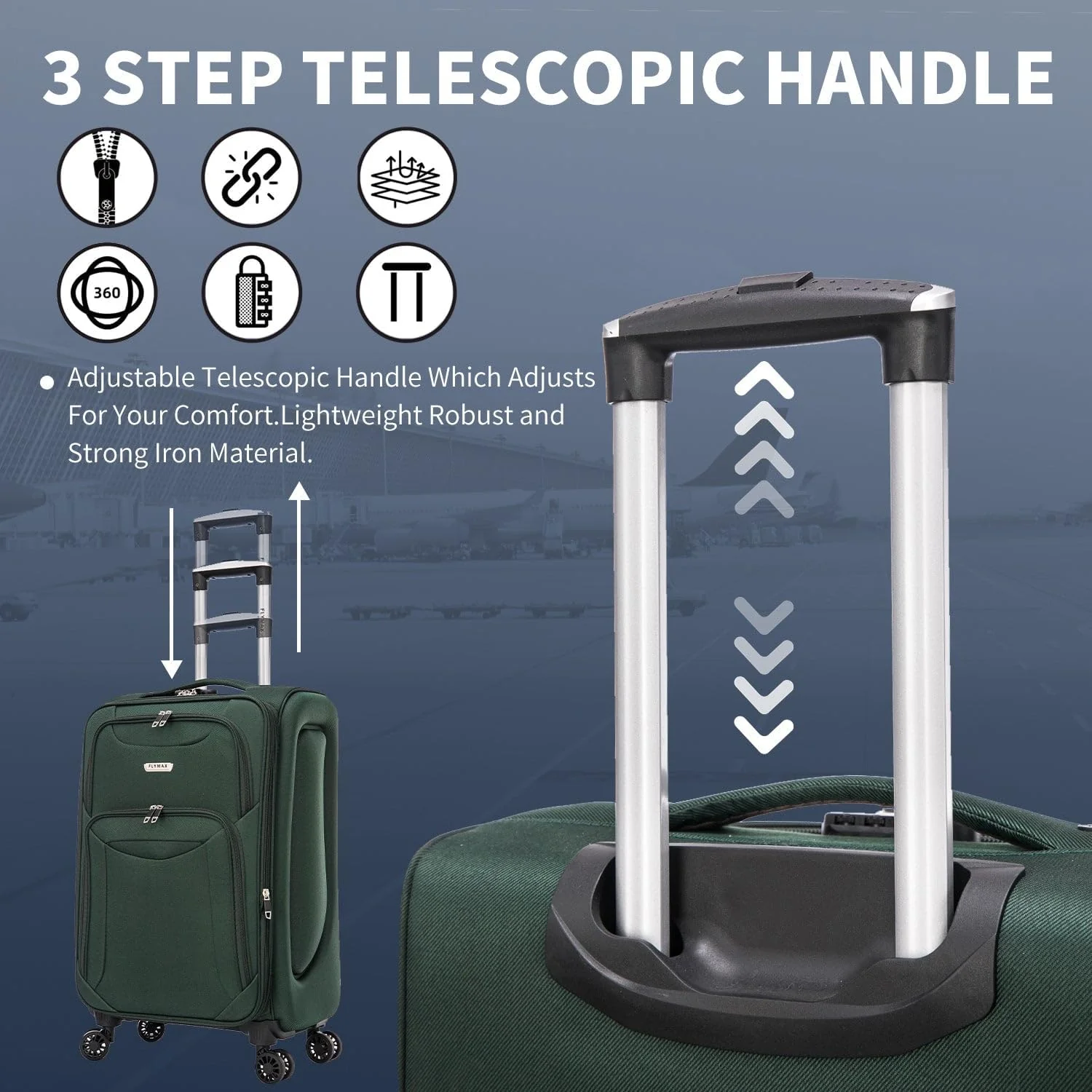 Flymax Barcelona Breeze 4-Wheel Cabin Suitcases - Lightweight 20" Luggage - Image 5