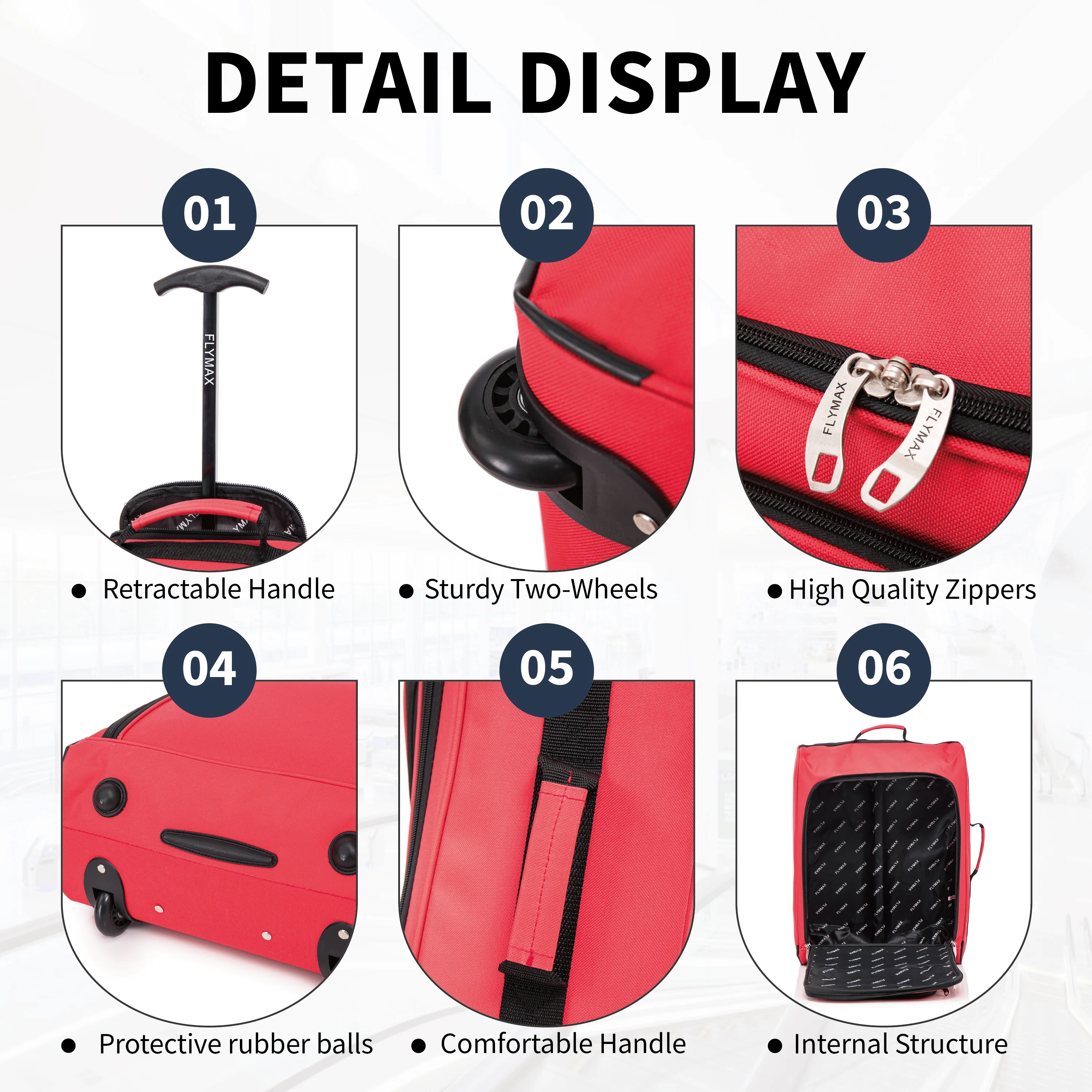 Flymax Sao Paulo Glide 45x36x20cm Ultra-Lightweight Cabin Luggage for EasyJet and Ryanair - Image 4