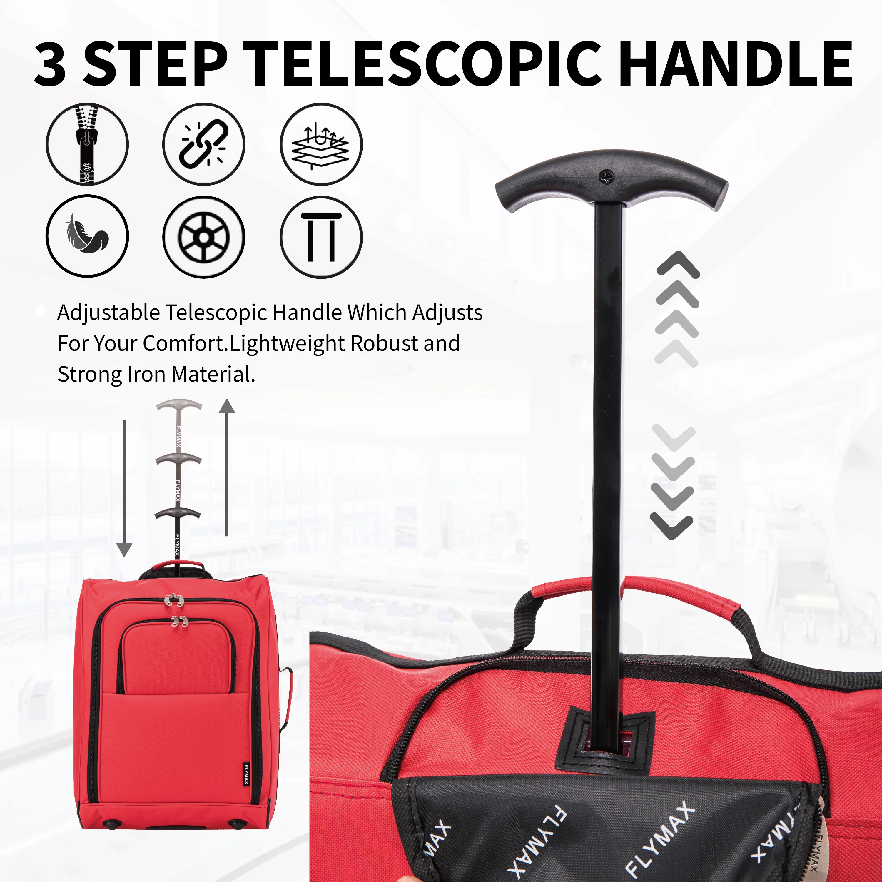 Flymax Sao Paulo Glide 45x36x20cm Ultra-Lightweight Cabin Luggage for EasyJet and Ryanair - Image 5