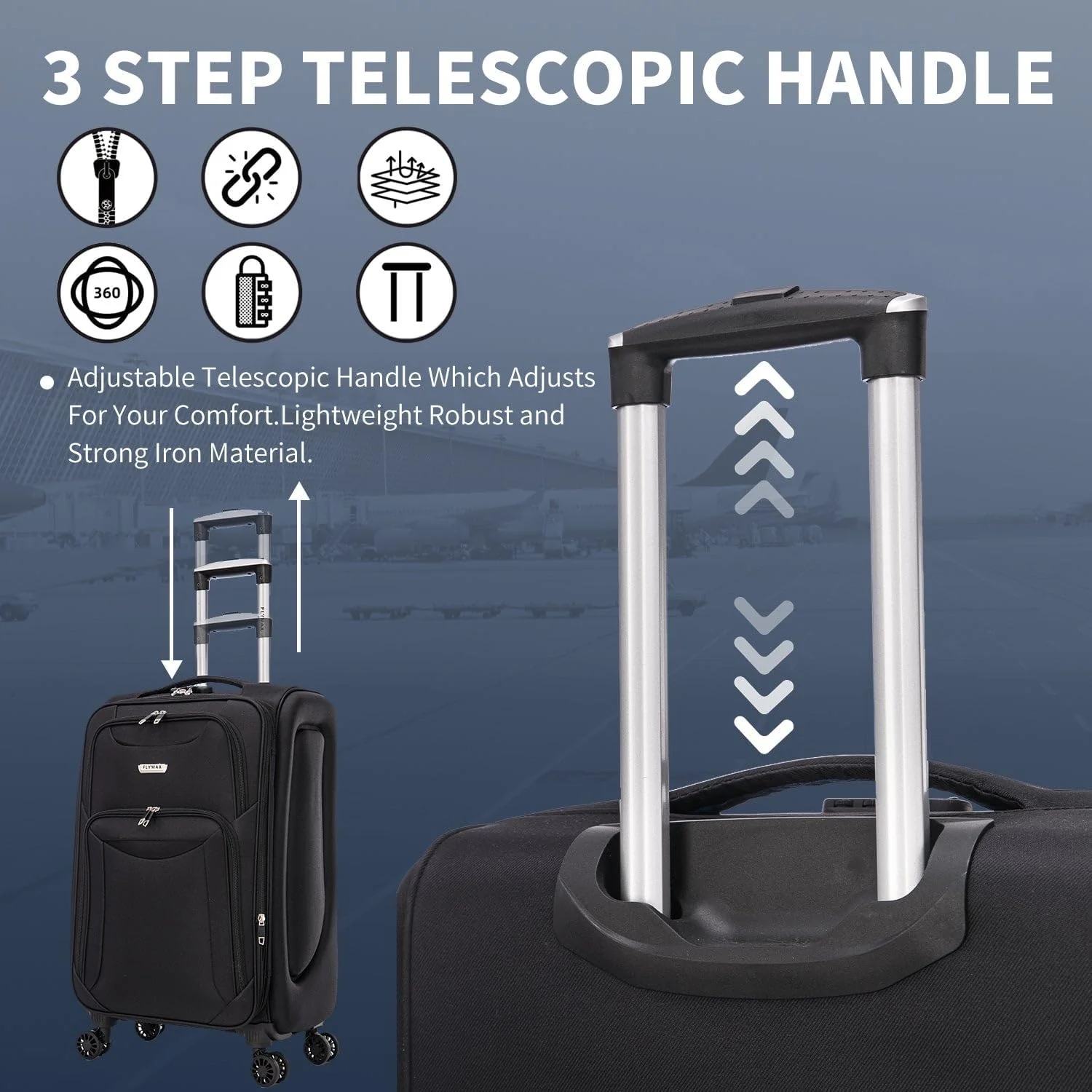 Flymax Barcelona Breeze - 4 Wheel Lightweight softshell suitcase - Image 4