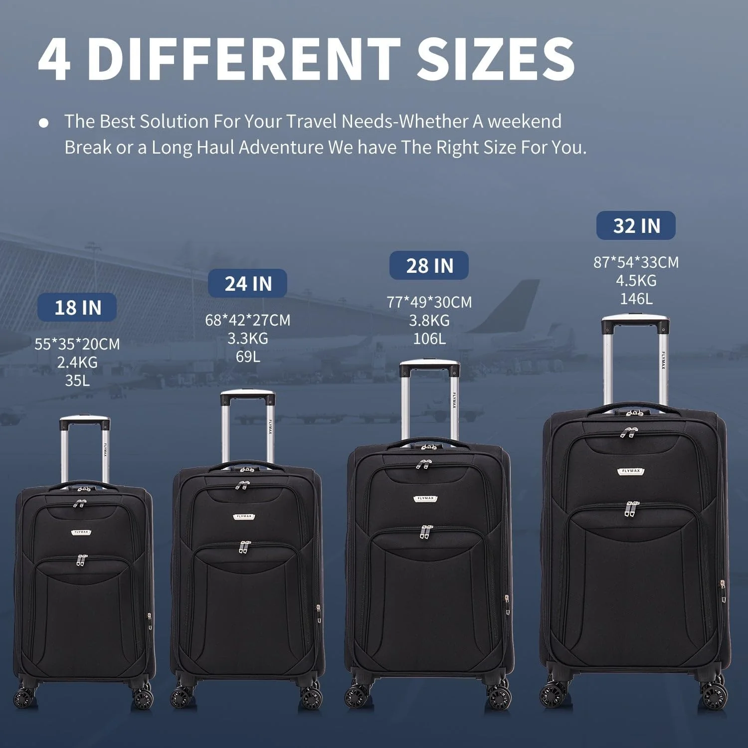 Flymax Barcelona Breeze - 4 Wheel Lightweight softshell suitcase - Image 5