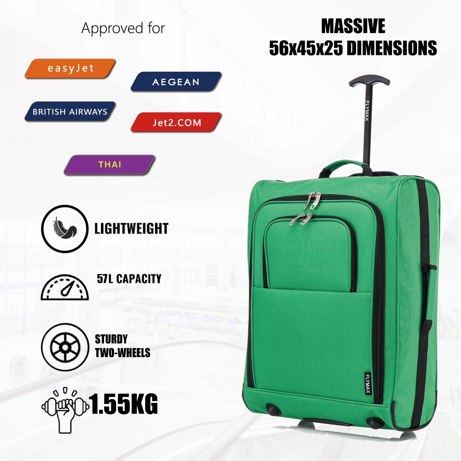Flymax Sao Paulo Glide – Carry On Luggage 56x45x25cm (Fits BA Cabin Size) - Image 10