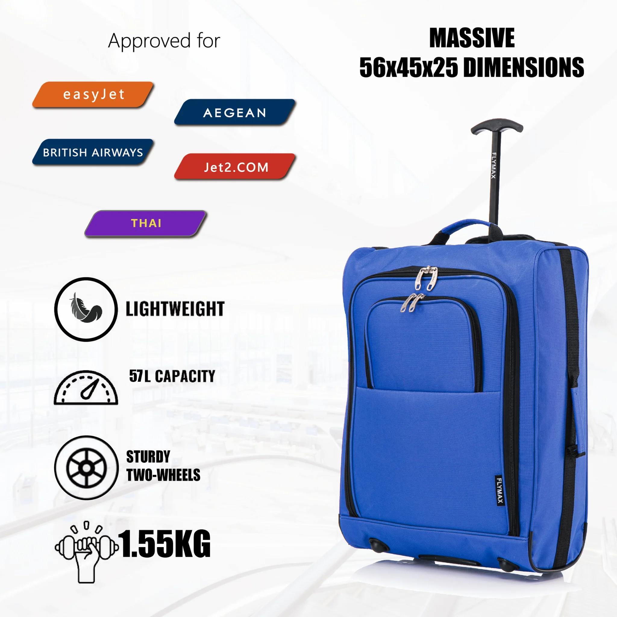 Flymax Sao Paulo Glide – Carry On Luggage 56x45x25cm (Fits BA Cabin Size) - Image 15