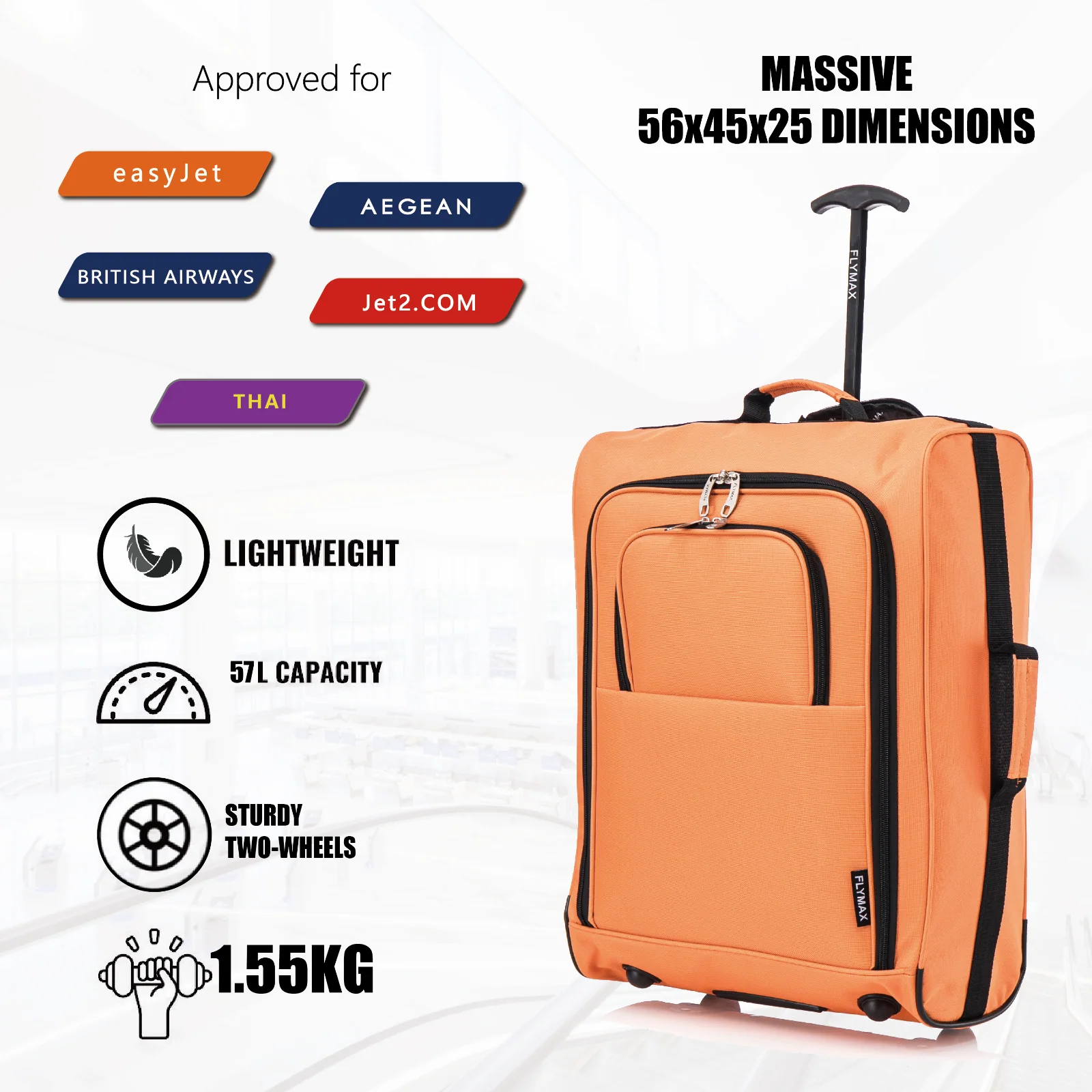 Flymax Sao Paulo Glide – Carry On Luggage 56x45x25cm (Fits BA Cabin Size) - Image 7