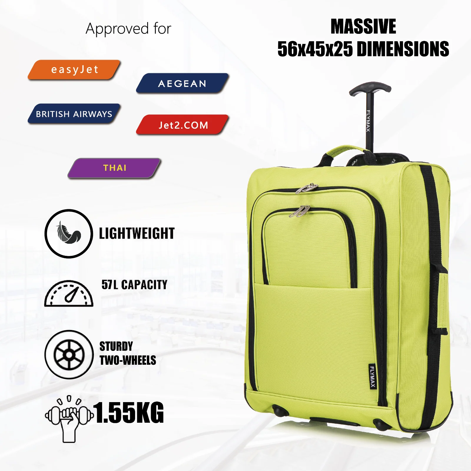 Flymax Sao Paulo Glide – Carry On Luggage 56x45x25cm (Fits BA Cabin Size) - Image 9