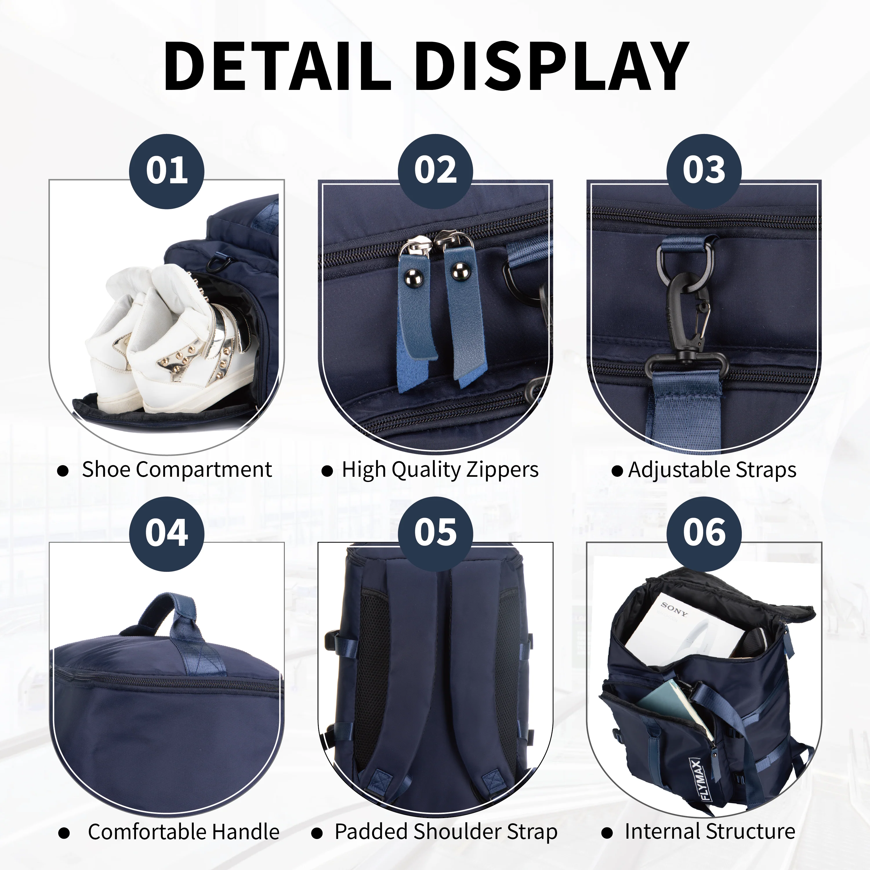 Cabin Bags 40x20x25 Underseat for Ryanair, Carry On Travel Backpack Cabin Size Rucksack Hand Luggage Bag Backpack Casual Daypack School Bag - Image 8