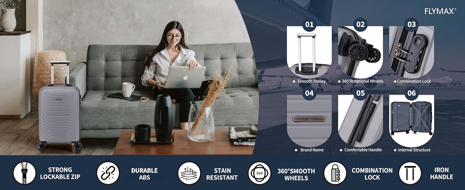 Flymax 4 Wheel Hardshell Suitcases London Legacy - Image 29