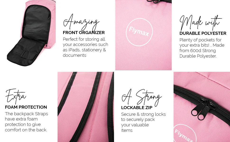 FLYMAX 45x36x20 EasyJet Cabin Bag Underseat Carry on Hand Luggage Flight Backpack - Image 8