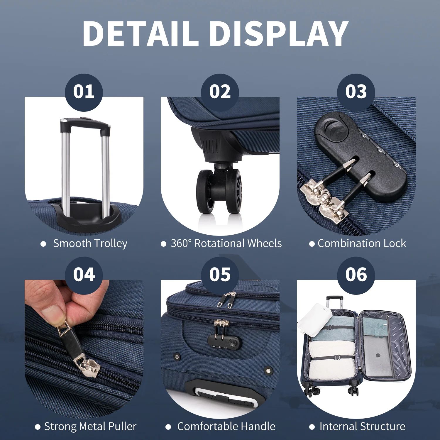 Flymax Barcelona Breeze Suitcase Set -4 Wheel Lightweight softshell Luggage - Image 3