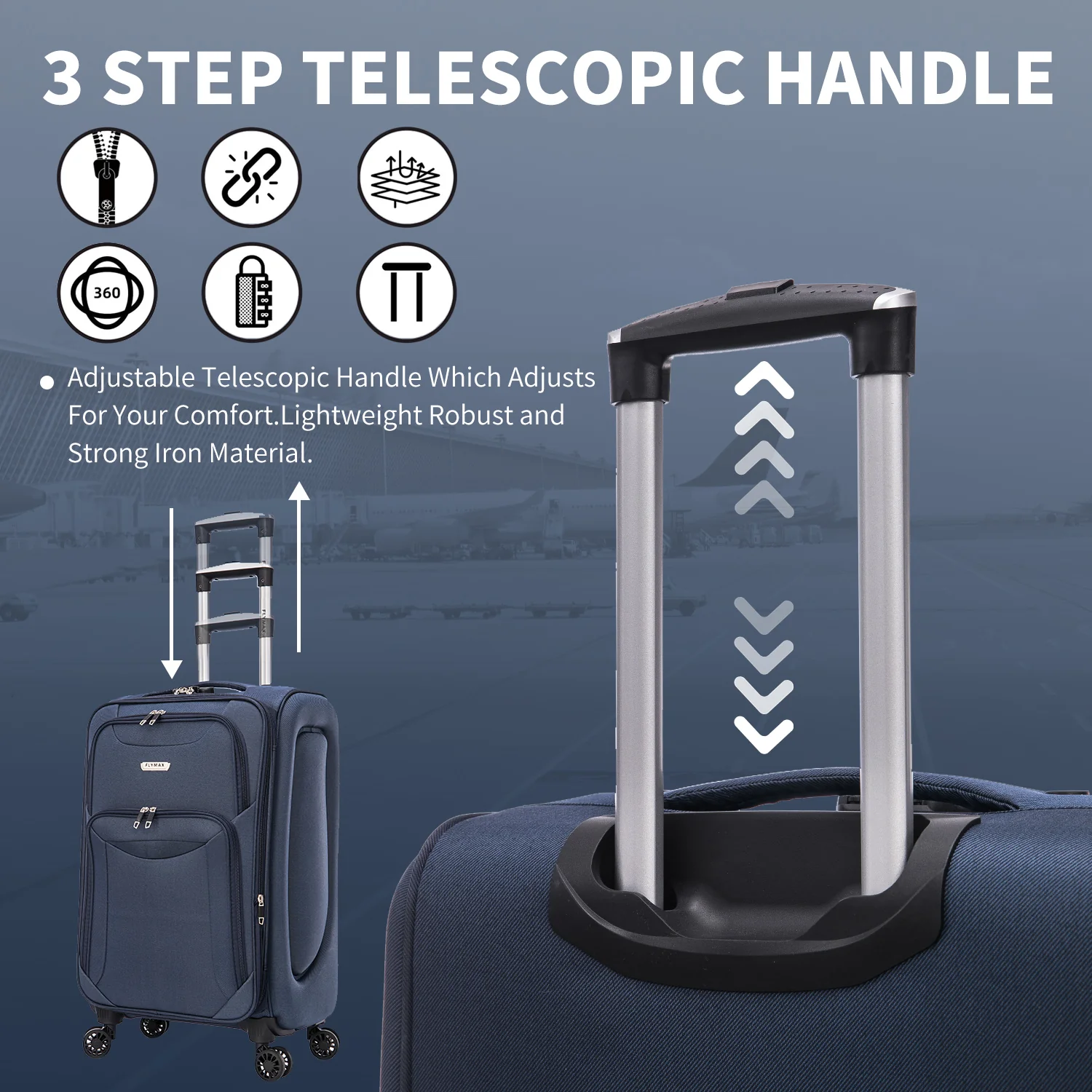 Flymax Barcelona Breeze Suitcase Set -4 Wheel Lightweight softshell Luggage - Image 4