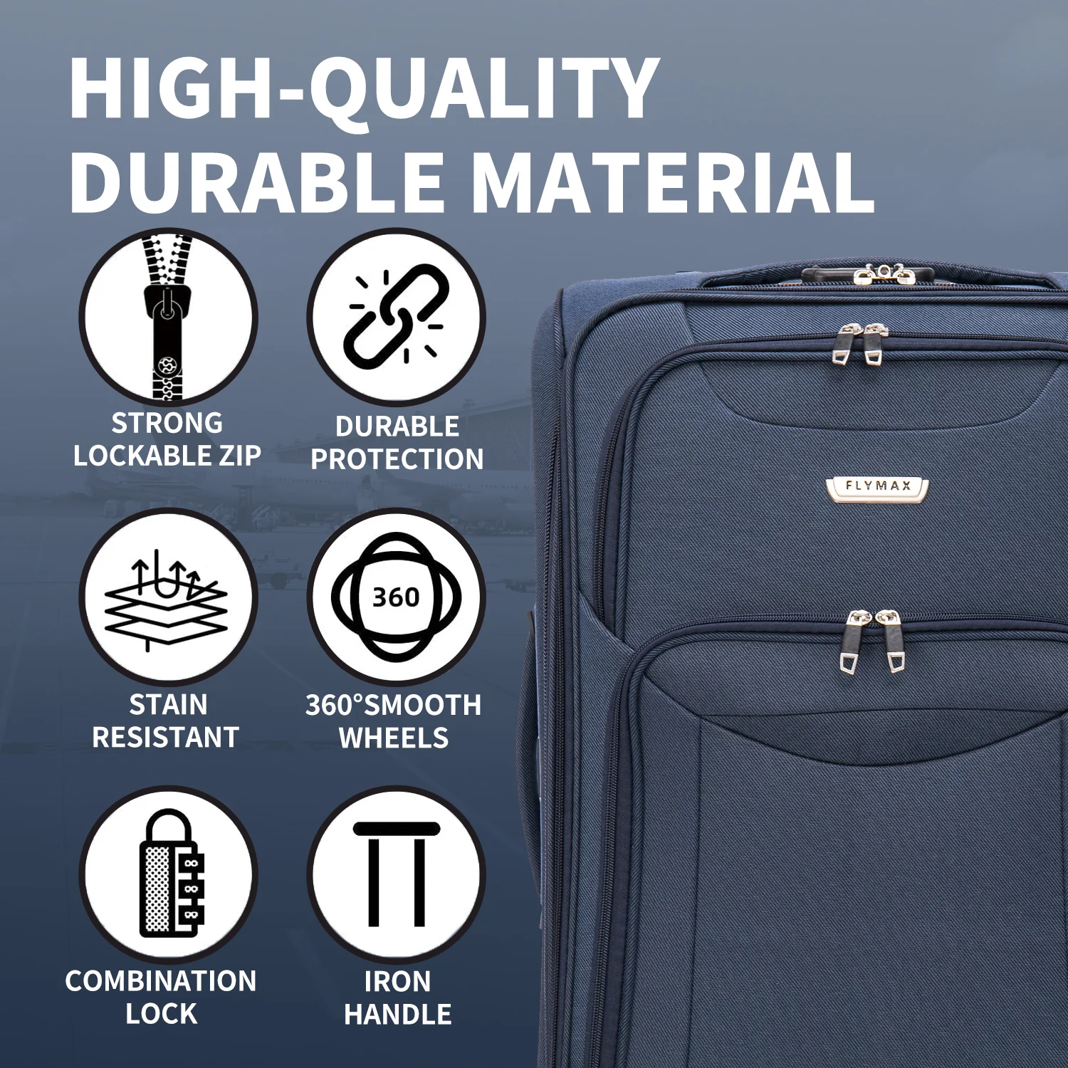 Flymax Barcelona Breeze Suitcase Set -4 Wheel Lightweight softshell Luggage - Image 6