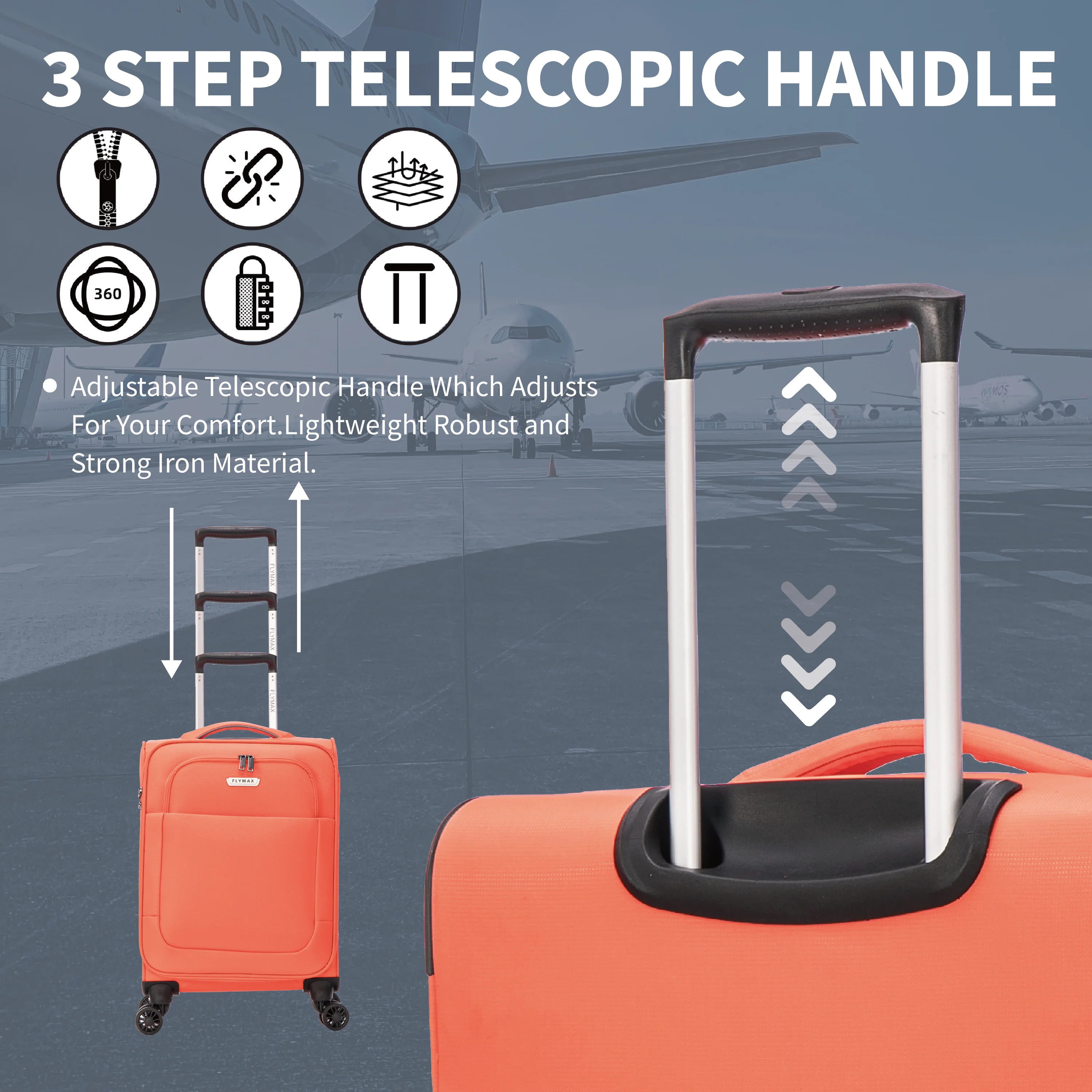 Flymax Canada Explorer Cabin Suitcase – Lightweight 4-Wheel Spinner with TSA Lock - Image 10