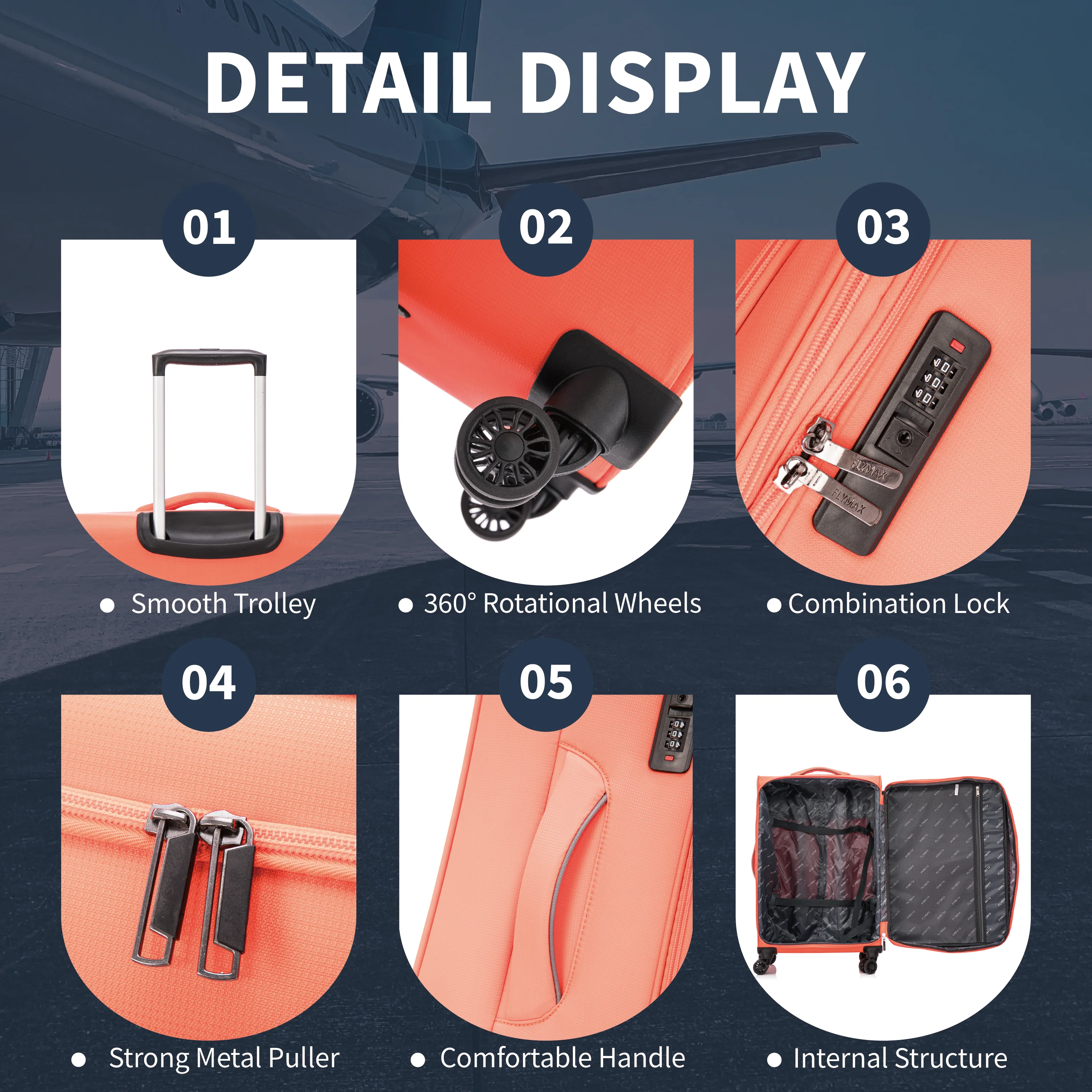 Flymax Canada Explorer Cabin Suitcase – Lightweight 4-Wheel Spinner with TSA Lock - Image 3