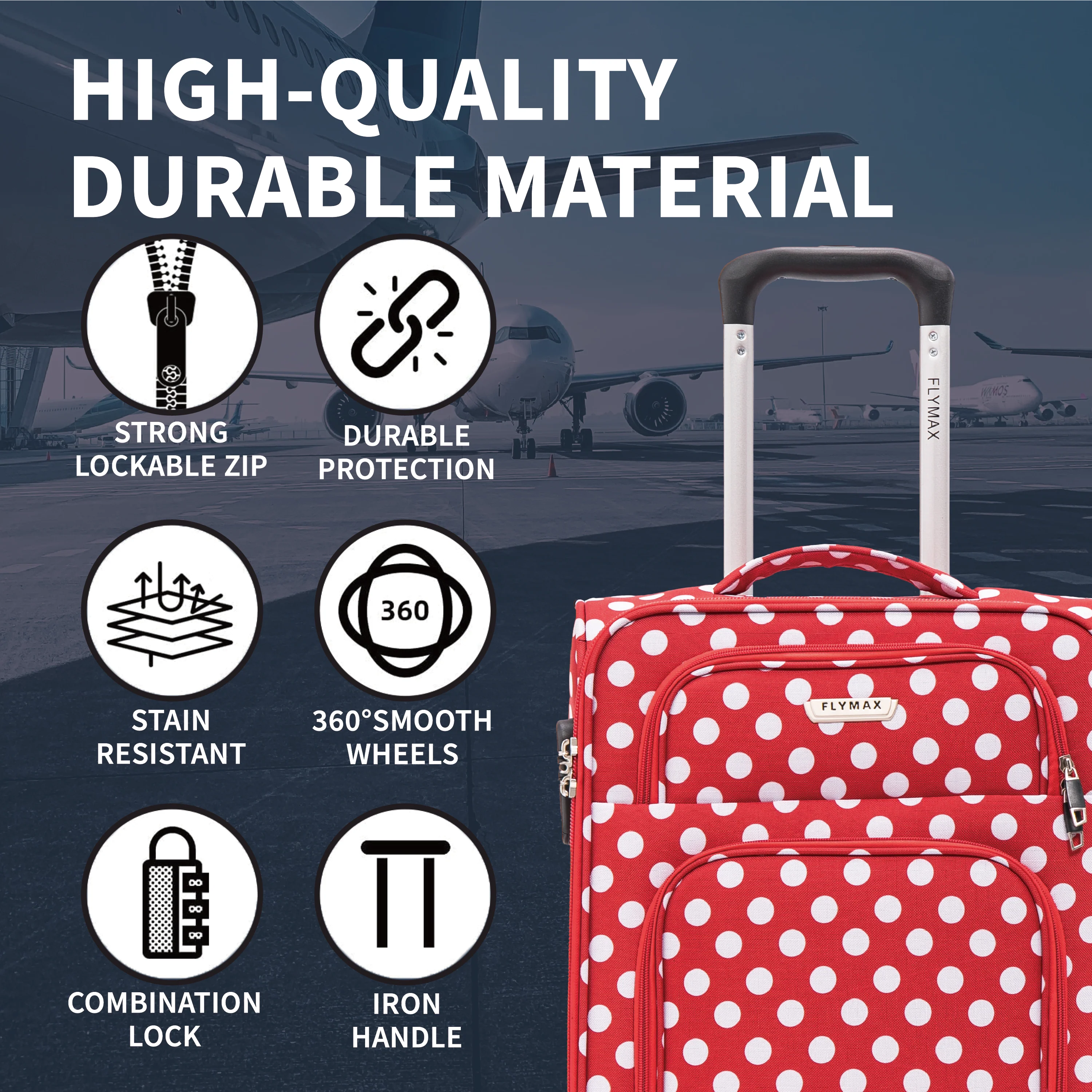 Flymax Lightweight 4-Wheel Suitcase Set – Travel with Confidence - Image 4