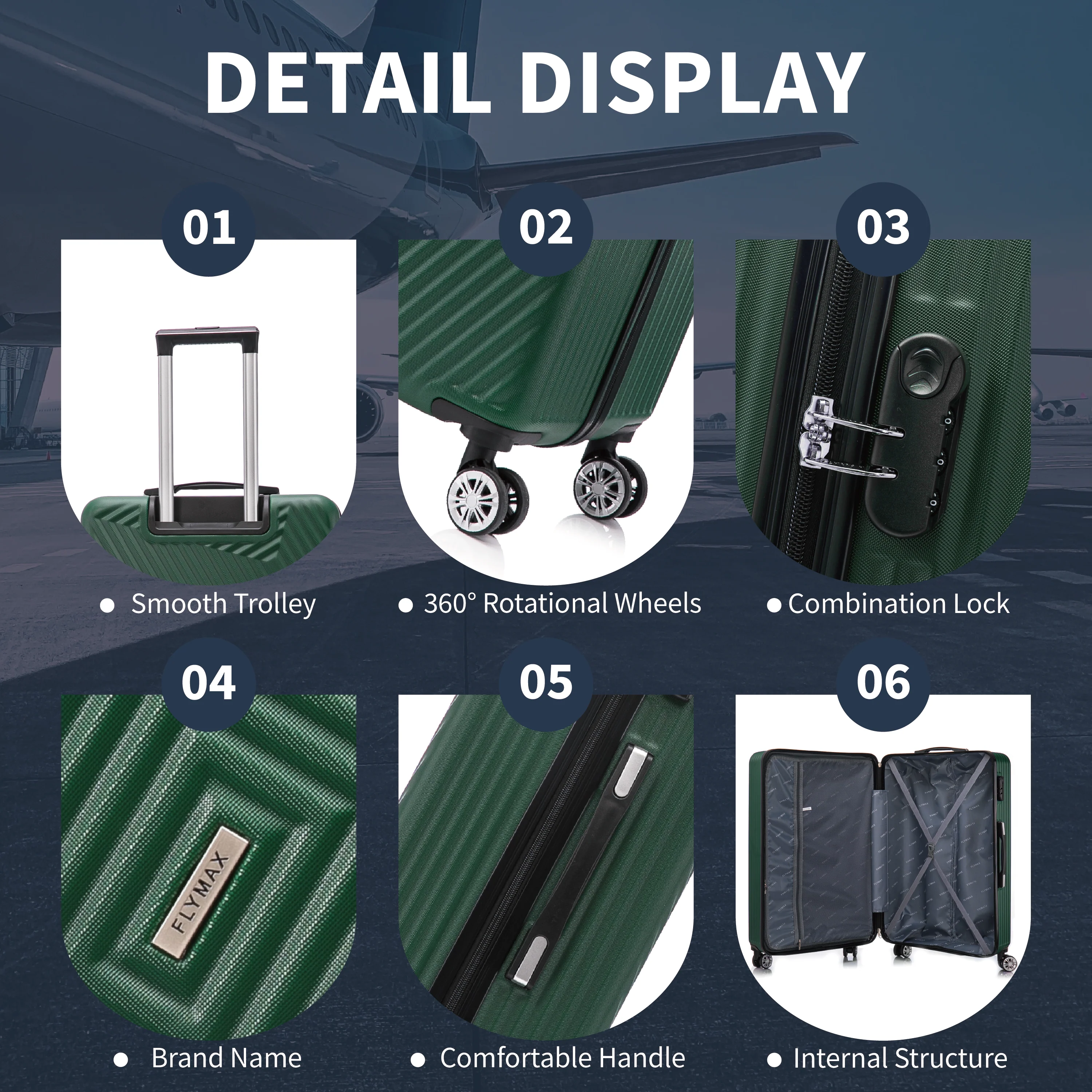 Flymax Mumbai Fortress 4-Piece Luggage Set - Lightweight & Stylish - Image 3