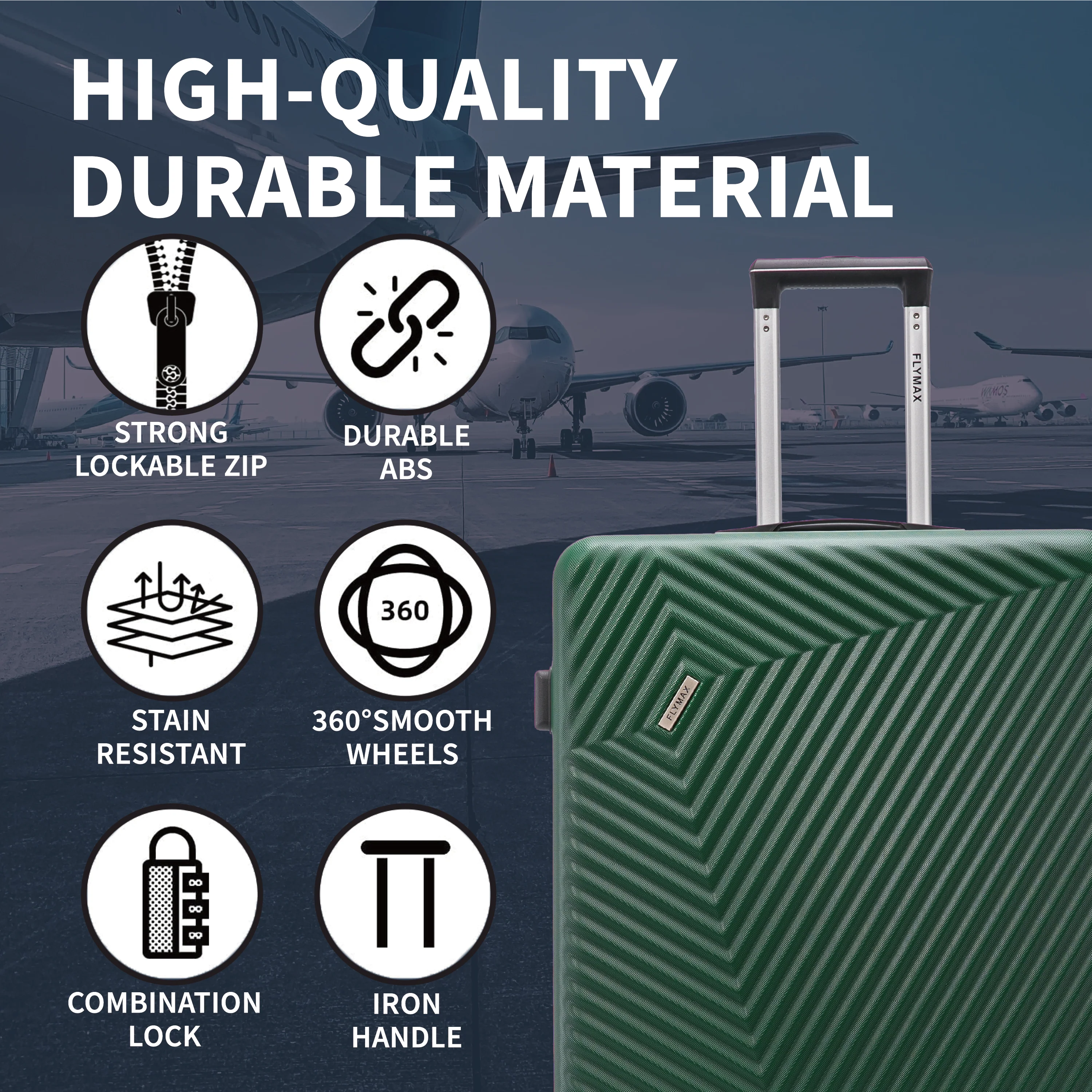 Flymax Mumbai Fortress 4-Piece Luggage Set - Lightweight & Stylish - Image 6