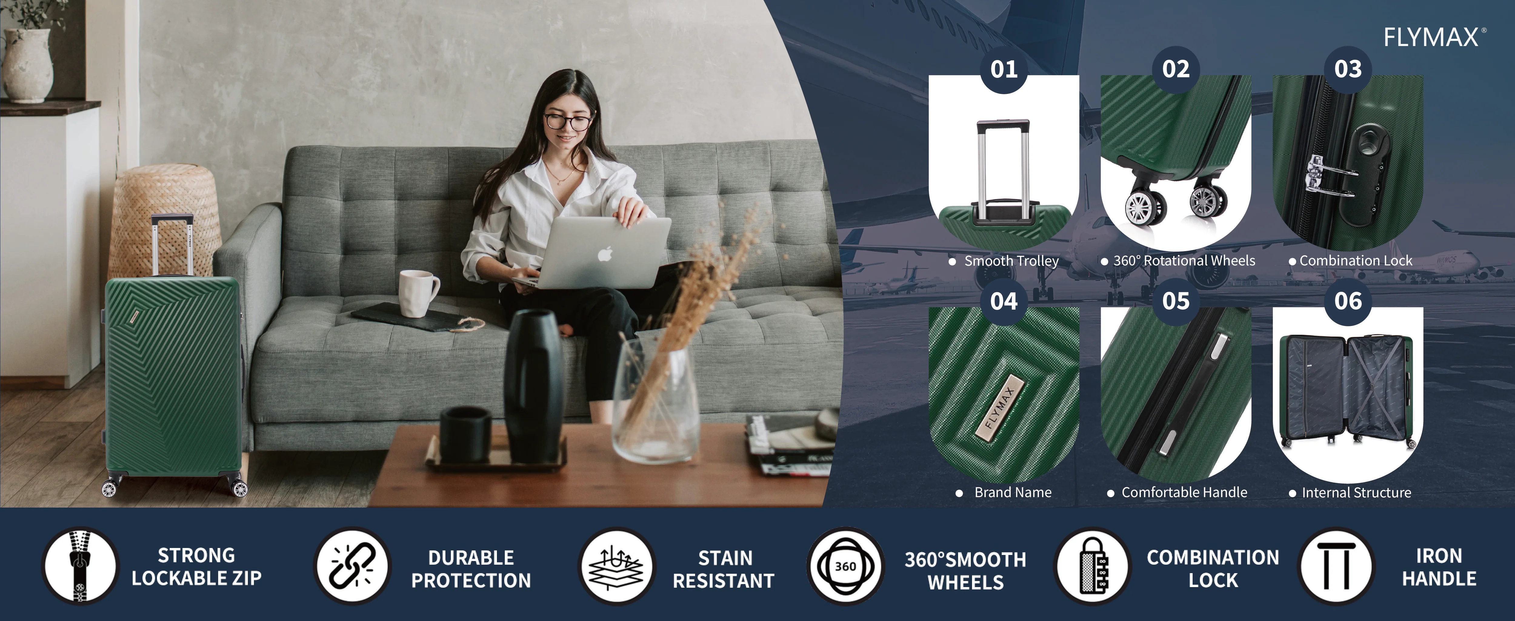 Flymax Mumbai Fortress 4-Piece Luggage Set - Lightweight & Stylish - Image 7