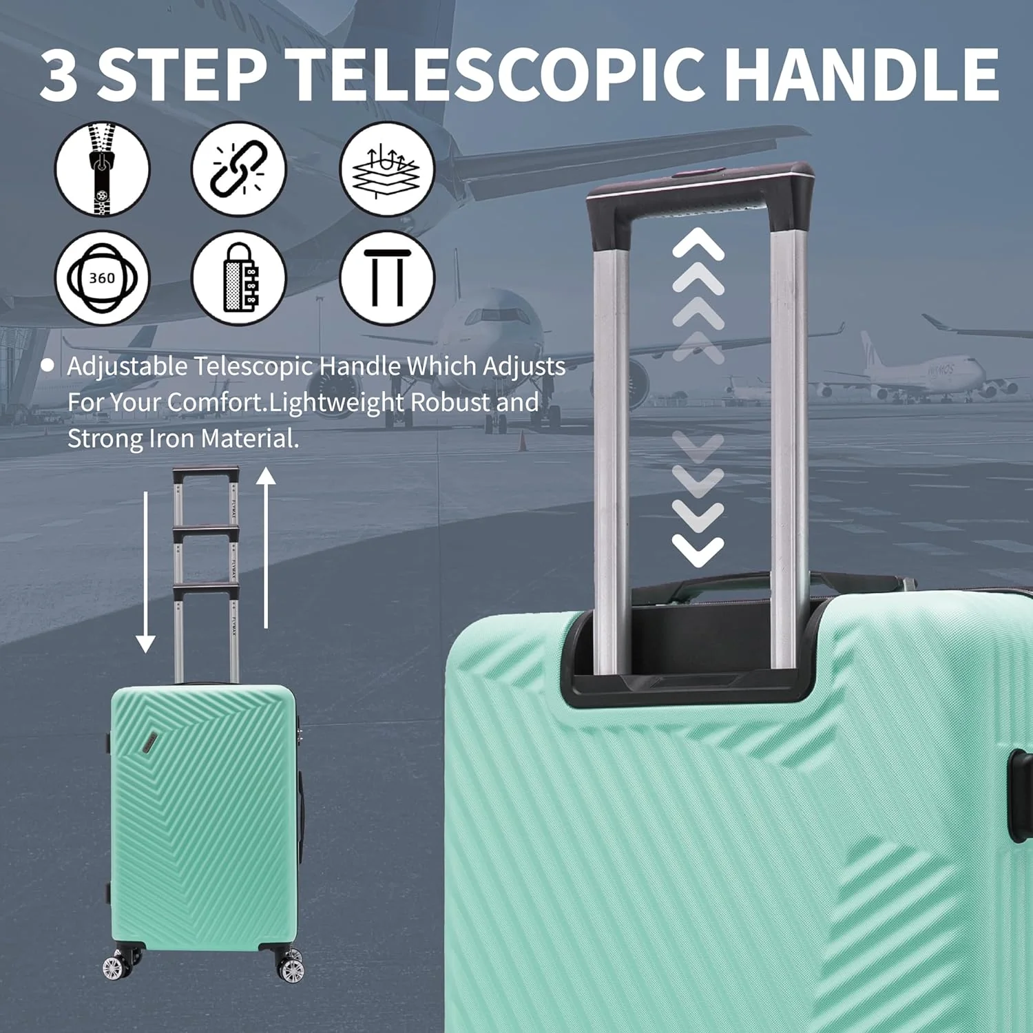 Flymax Mumbai Fortress 32" Extra Large Suitcase with Spinner Wheels - Image 6