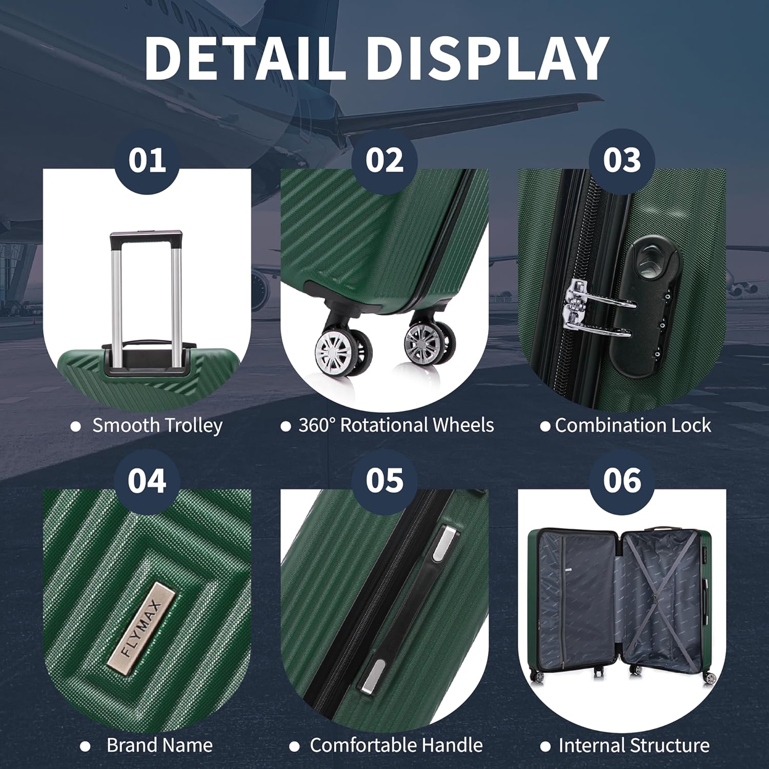 Flymax 4 Wheel Hardshell Suitcases 2191 - Image 4