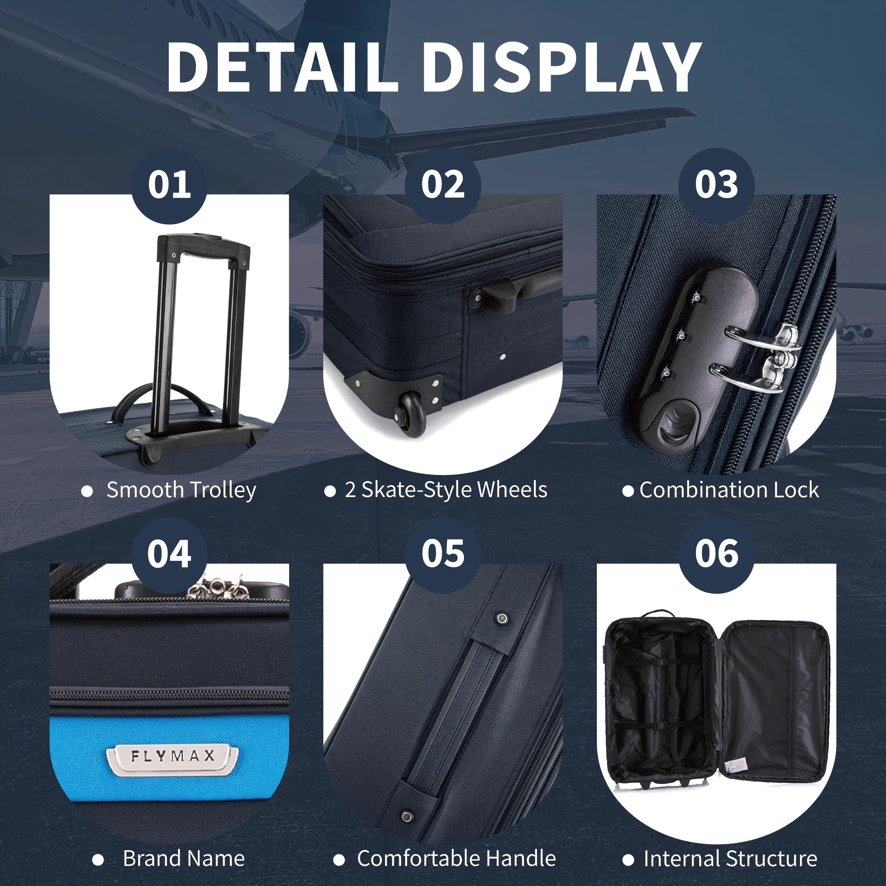 Flymax Vienna Voyager 4-Piece Soft Shell Luggage Set – Lightweight And Durable Travel Companion - Image 3