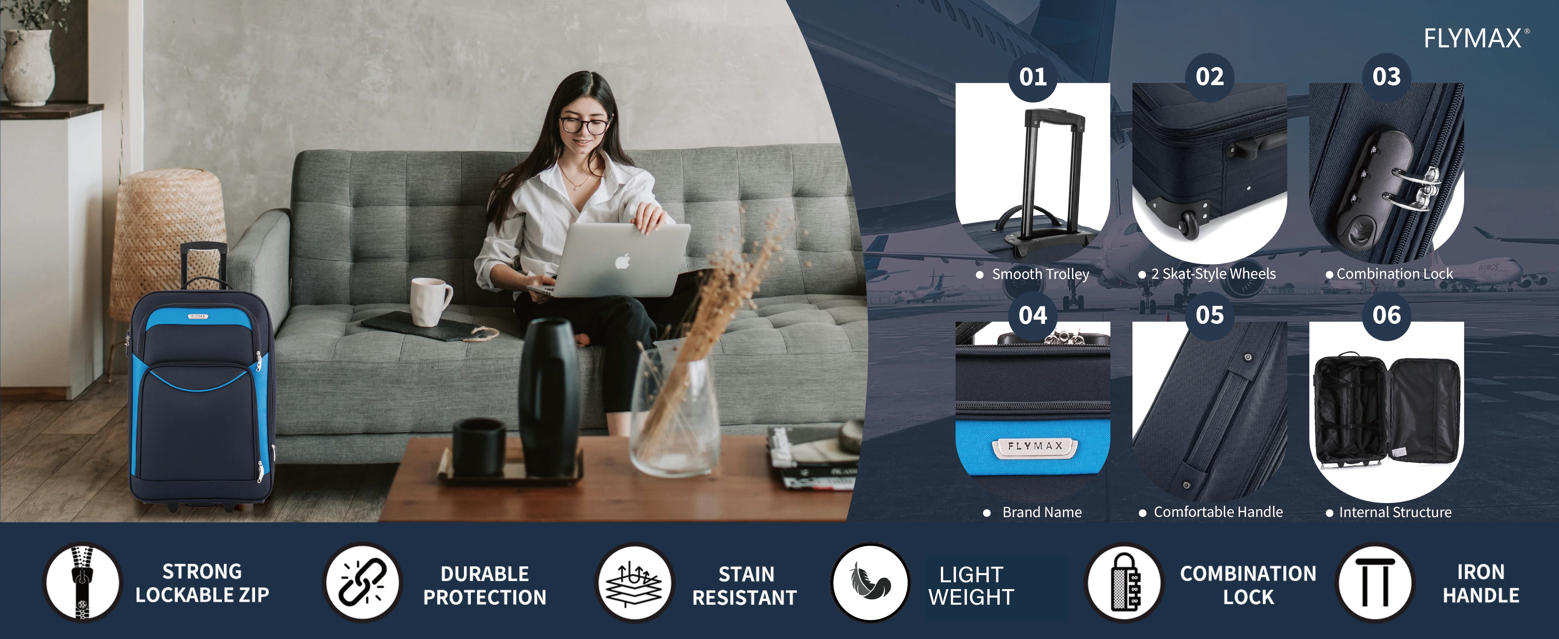 Flymax Vienna Voyager 4-Piece Soft Shell Luggage Set – Lightweight And Durable Travel Companion - Image 7