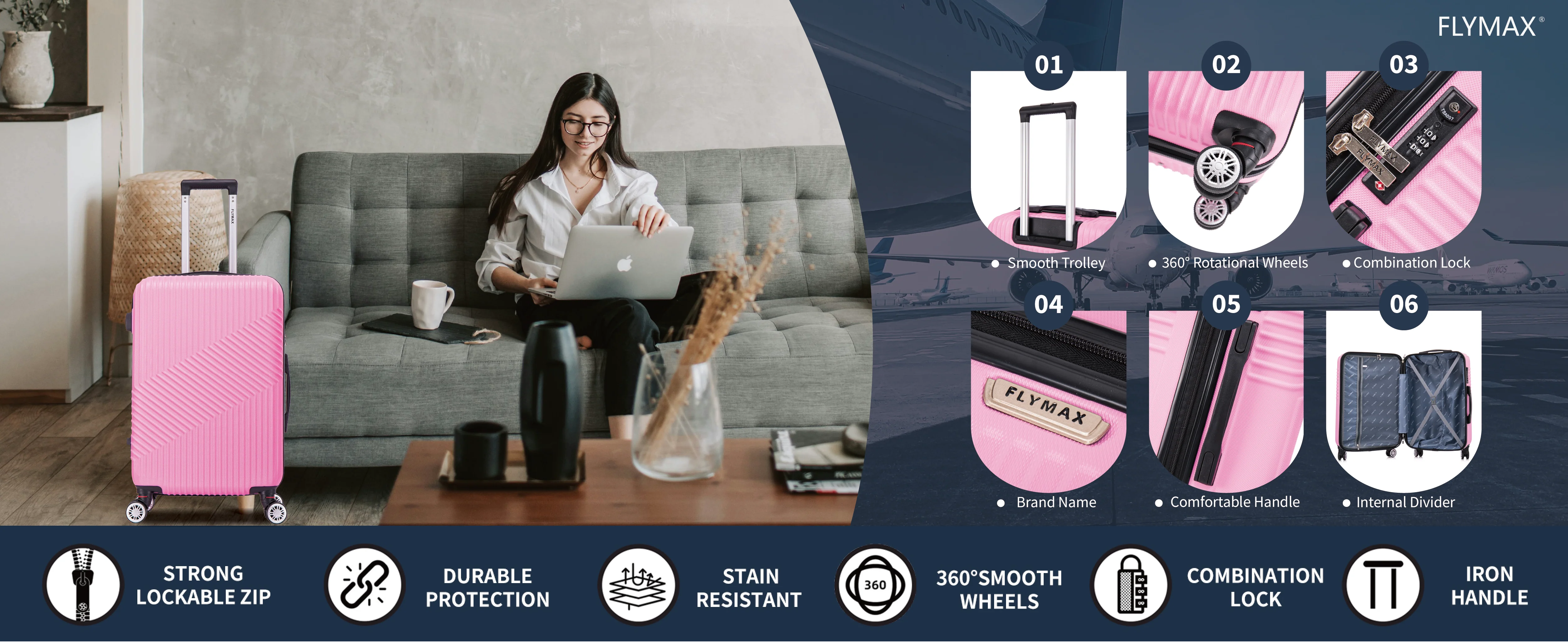 Flymax Zurich Shield 3-Piece Luggage Set – Unmatched Durability and Elegance for Every Journey - Image 8