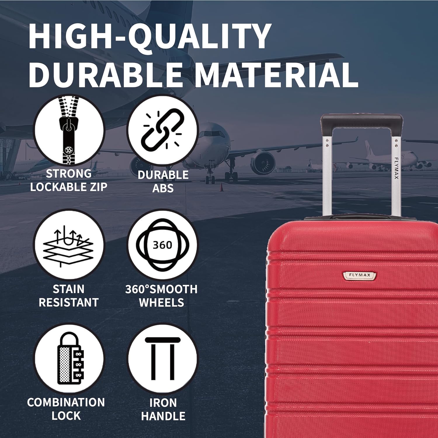 Flymax Kyoto Guardian Lightweight Medium Hard Shell Suitcase - Durable 24" Travel Luggage - Image 3