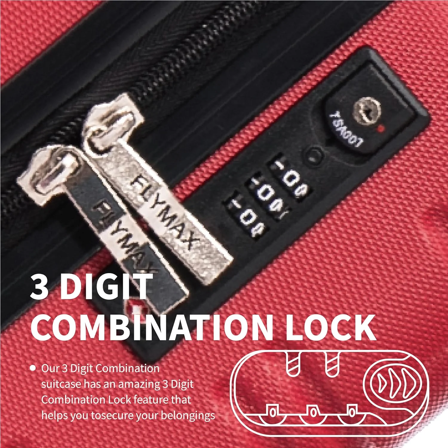 Flymax Kyoto Guardian Lightweight Medium Hard Shell Suitcase - Durable 24" Travel Luggage - Image 4