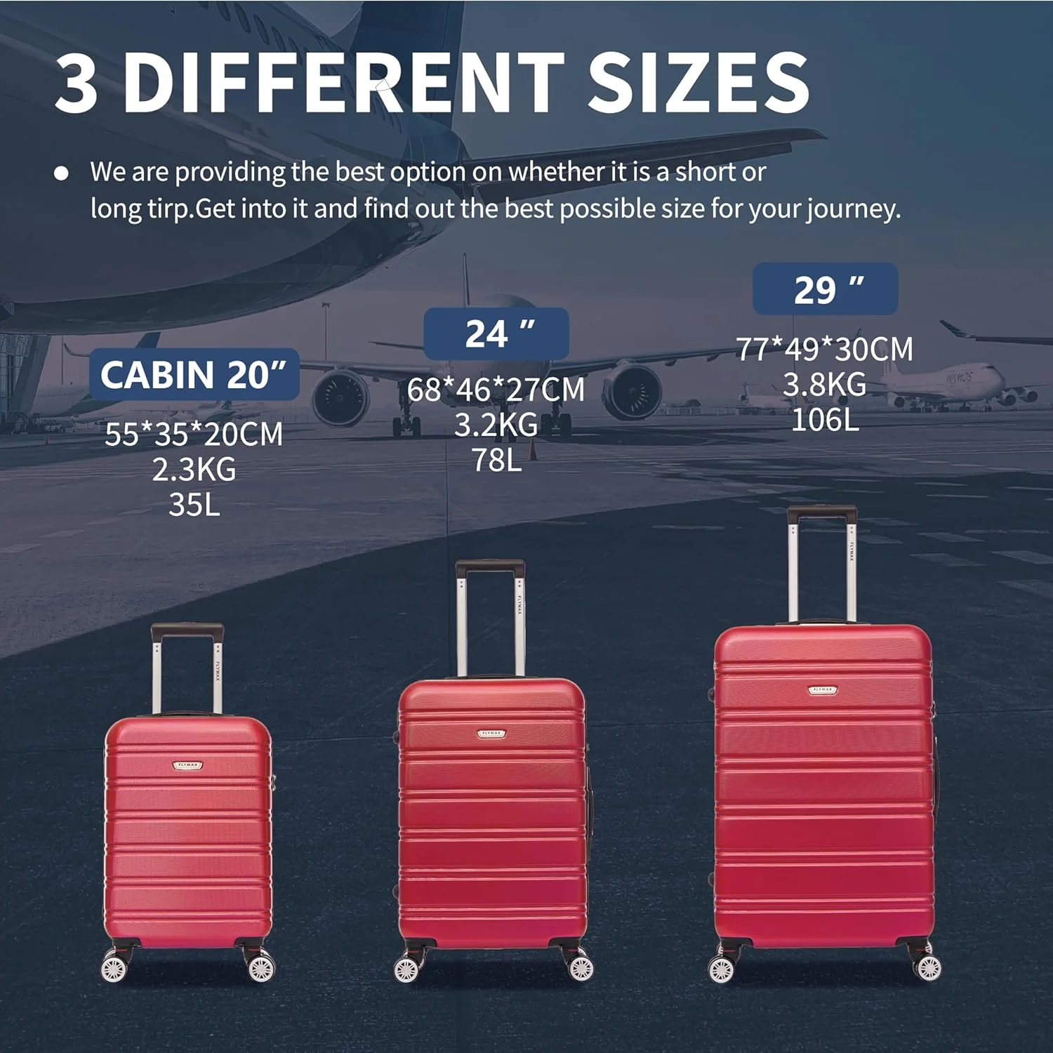 Flymax Kyoto Guardian Lightweight Medium Hard Shell Suitcase - Durable 24" Travel Luggage - Image 5