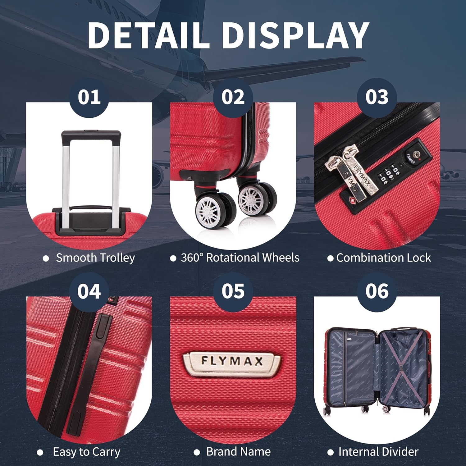 Flymax Kyoto Guardian Lightweight Medium Hard Shell Suitcase - Durable 24" Travel Luggage - Image 6