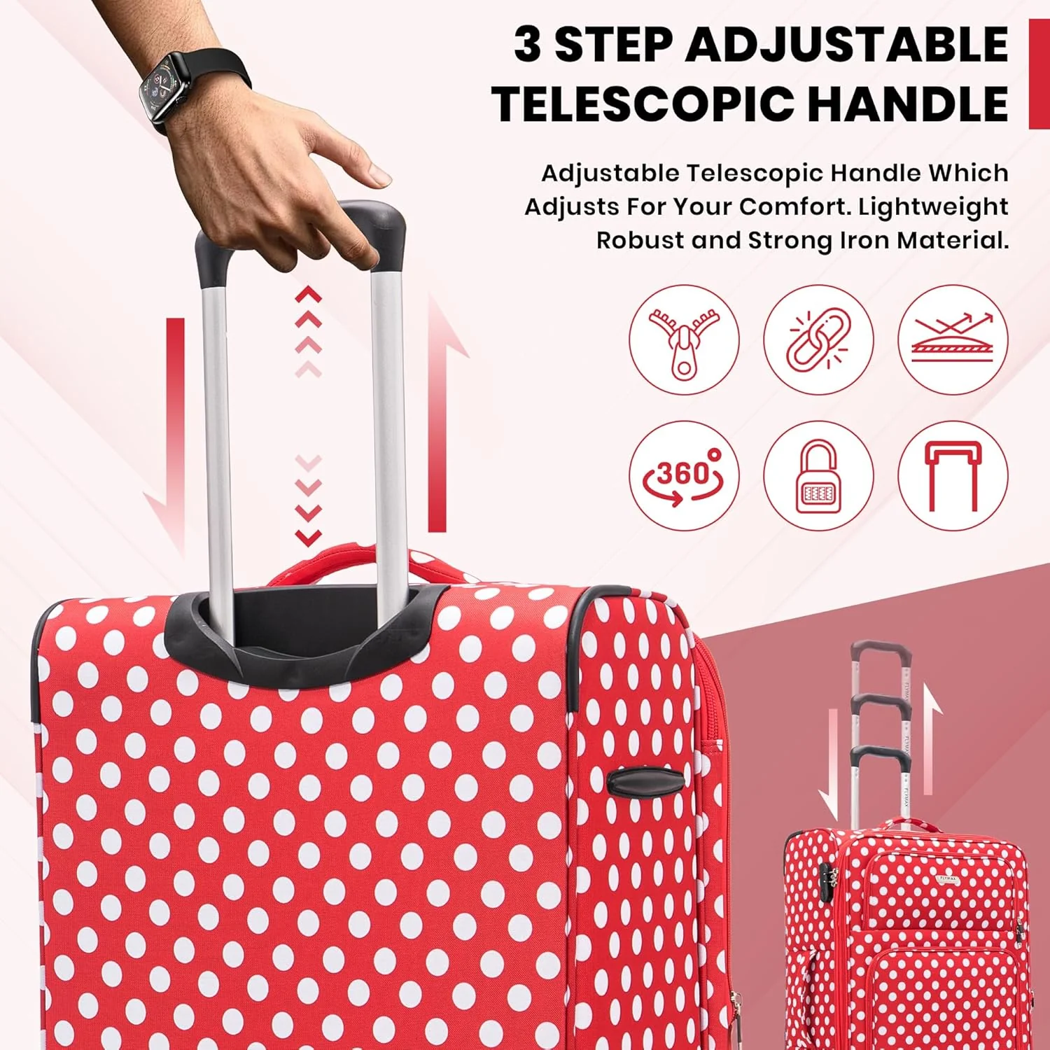 4 Wheel Lightweight Softshell Suitcase - Image 5