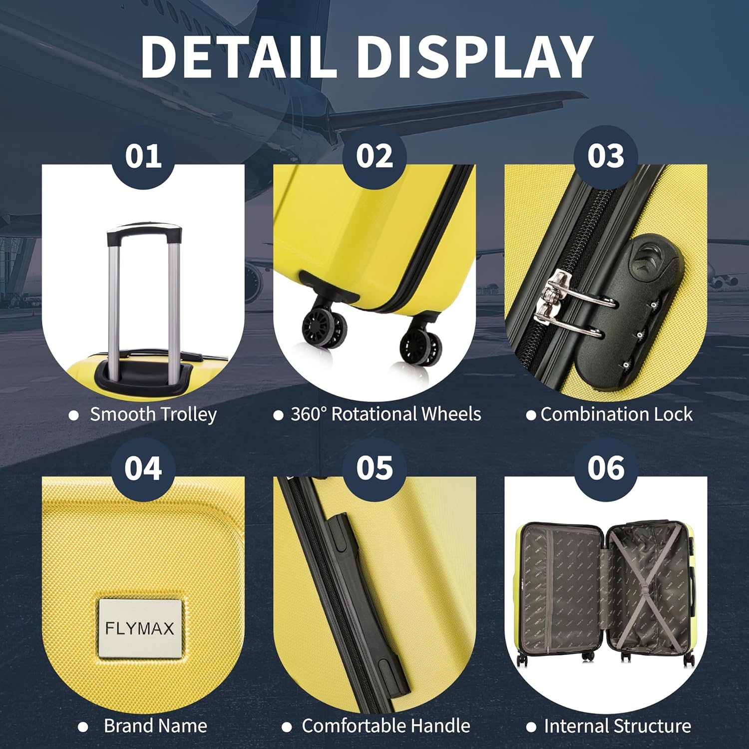 Flymax 4 Wheel Hardshell Suitcases New York Fort - Image 4