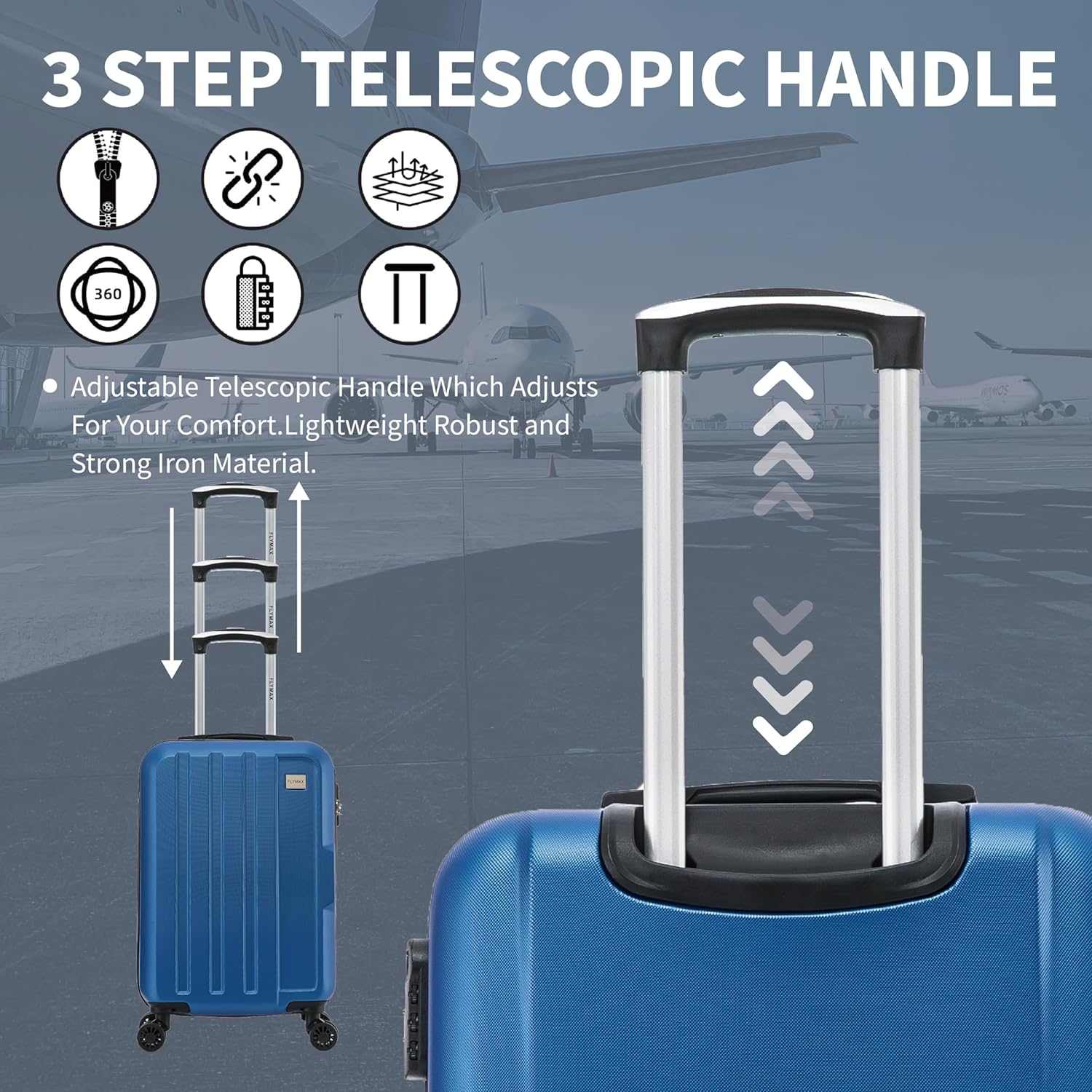 Flymax 4 Wheel Hardshell Suitcases New York Fort - Image 5